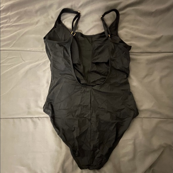Black one piece swimsuit with some see through mesh - Picture 2 of 2